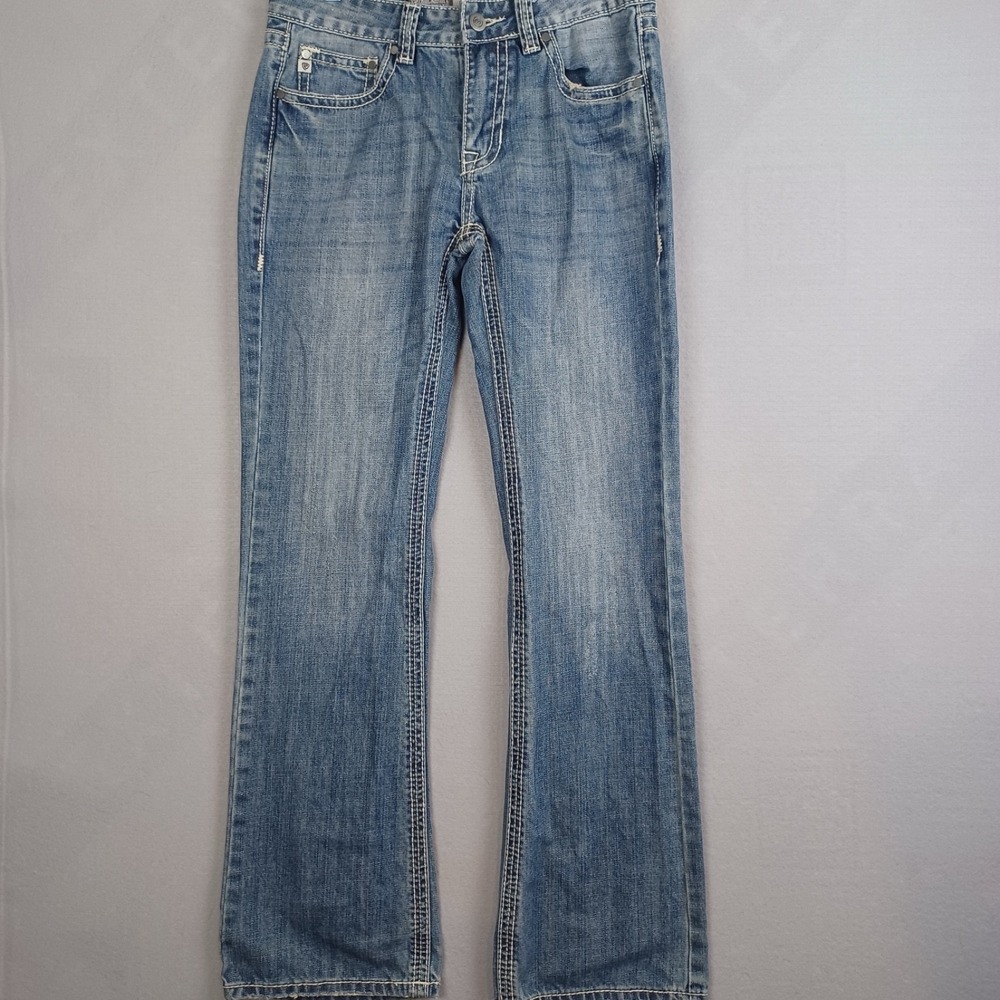 Rock & Roll Cowboy Bootcut Jeans Mens 30x31 Whiskered Embroidered Western
